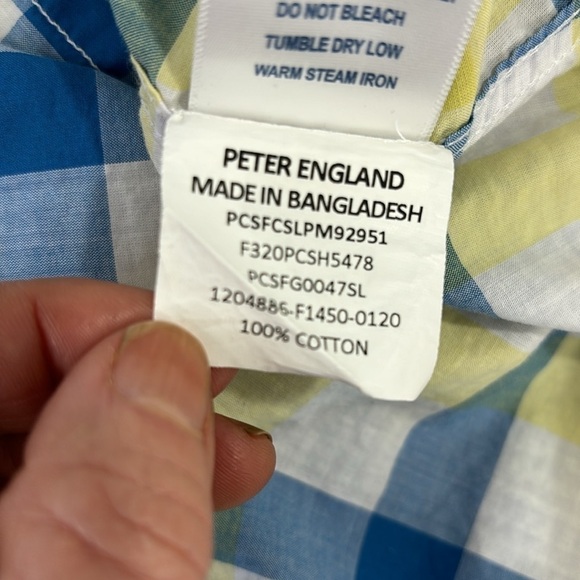 Peter England casuals Button Down 100% cotton shirt Size m 39cm - Picture 8 of 8